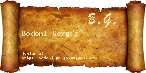 Bodoni Gergő névjegykártya